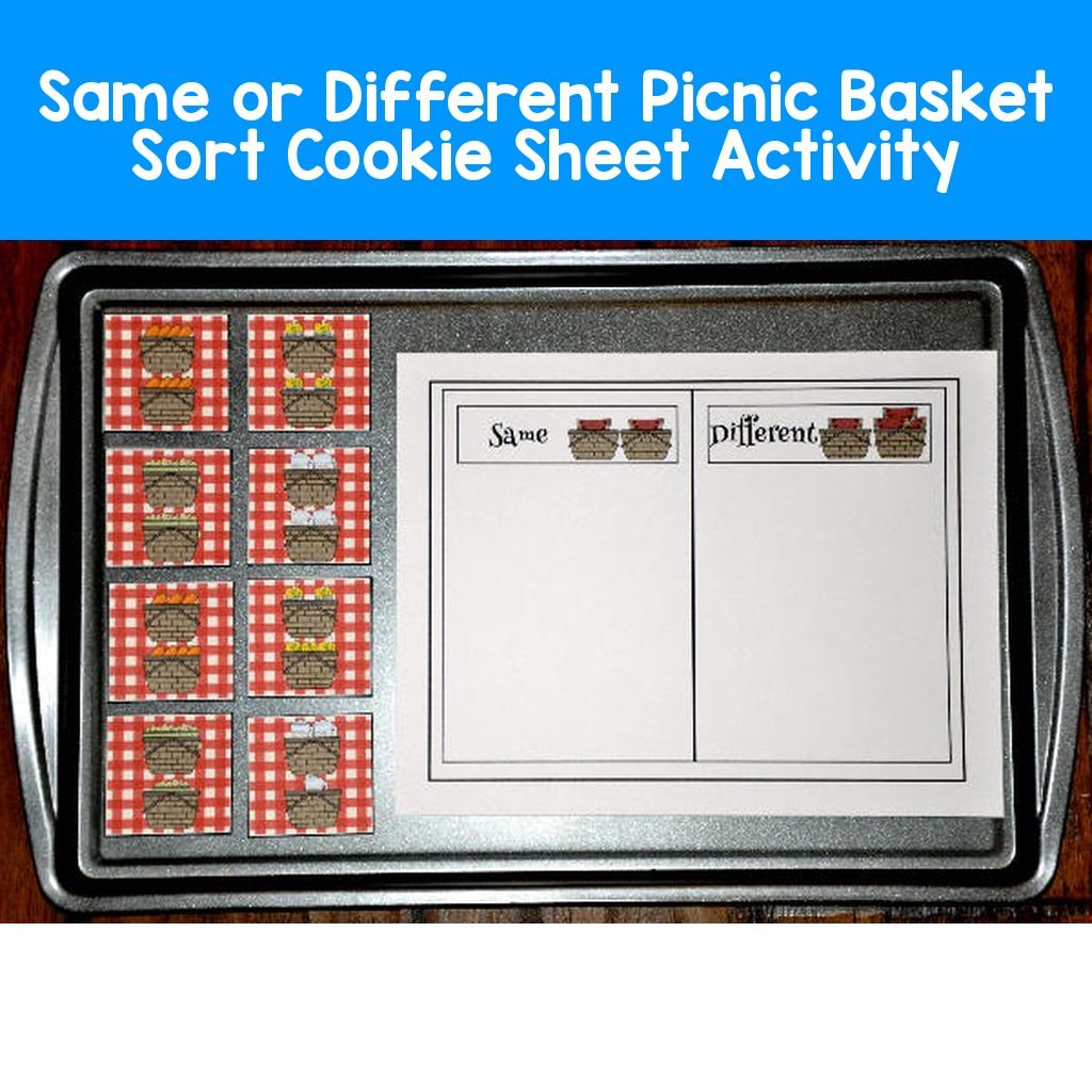 Same or Different Picnic Basket Sort Cookie Sheet Activity