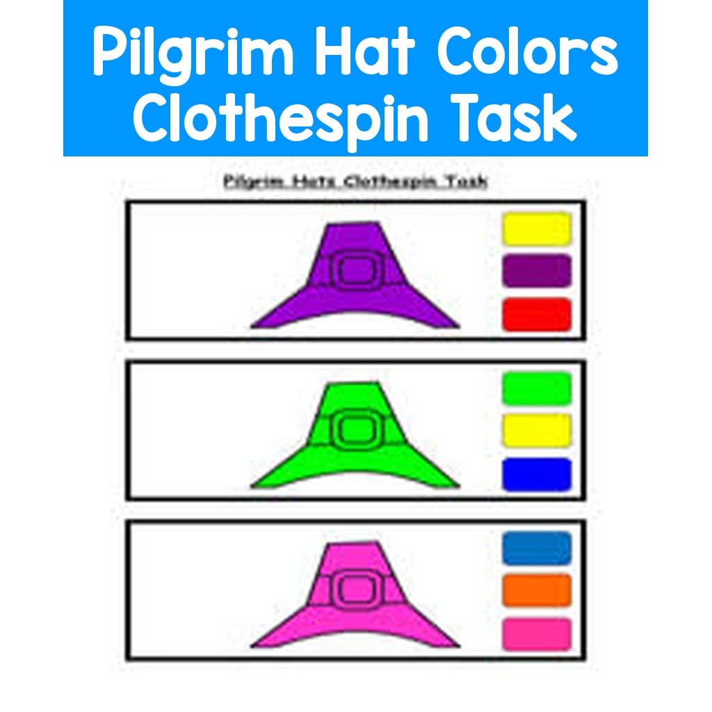 Pilgrim Hat Colors Clothespin Task