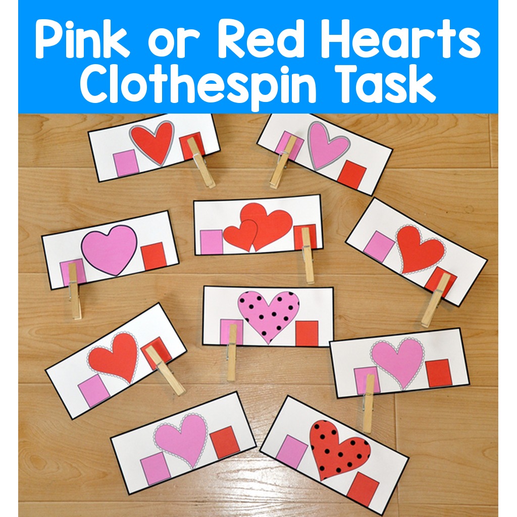 Pink or Red Hearts Clothespin Task
