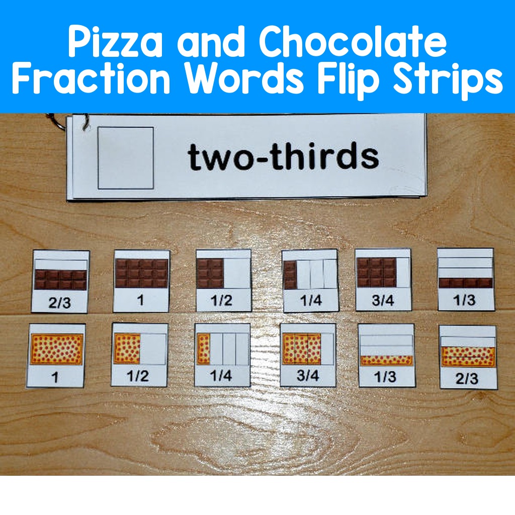 Pizza and Chocolate Fraction Words Flip Strips