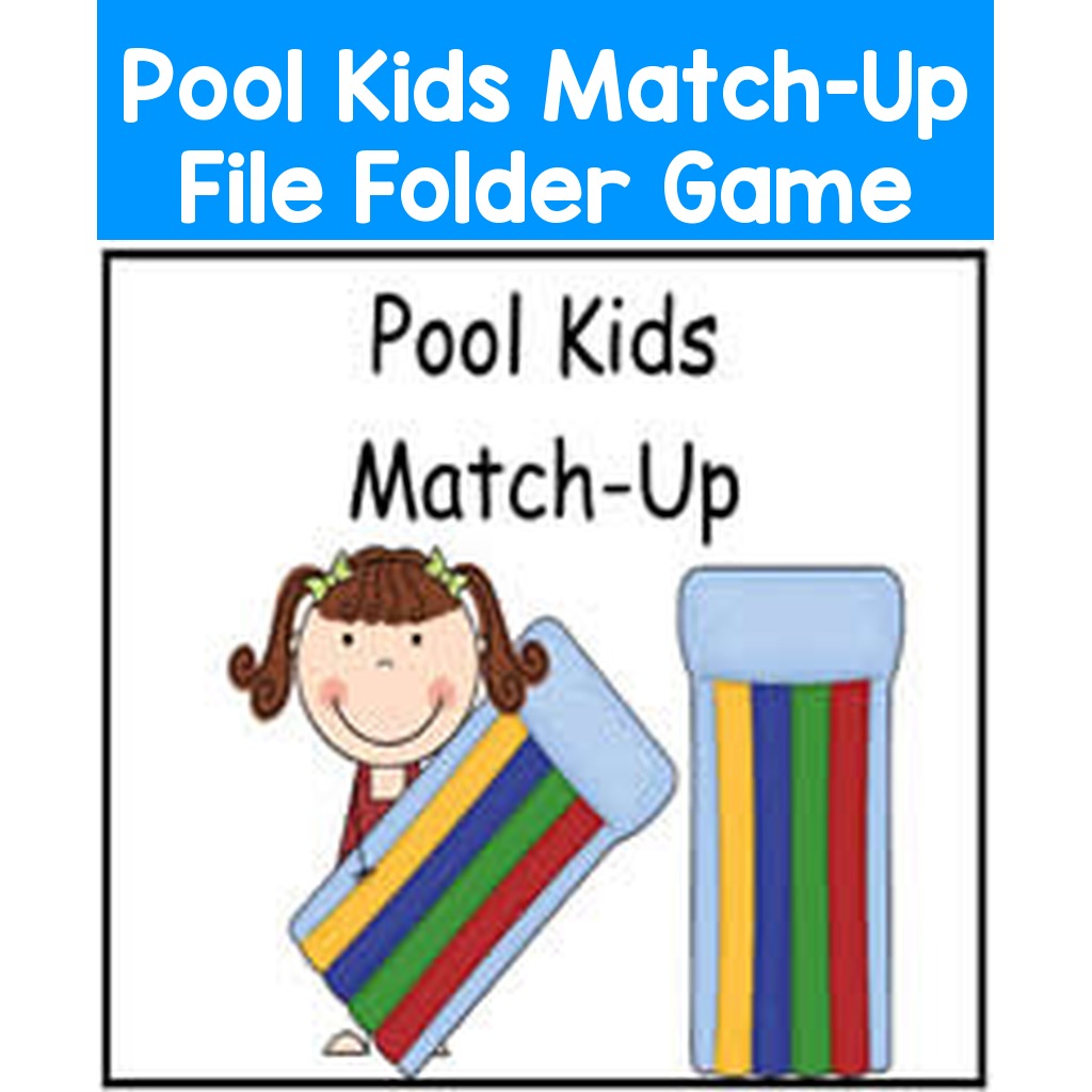 Pool Kids Match-Up File Folder Game
