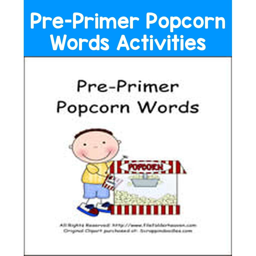 Pre-Primer Popcorn Words Activities