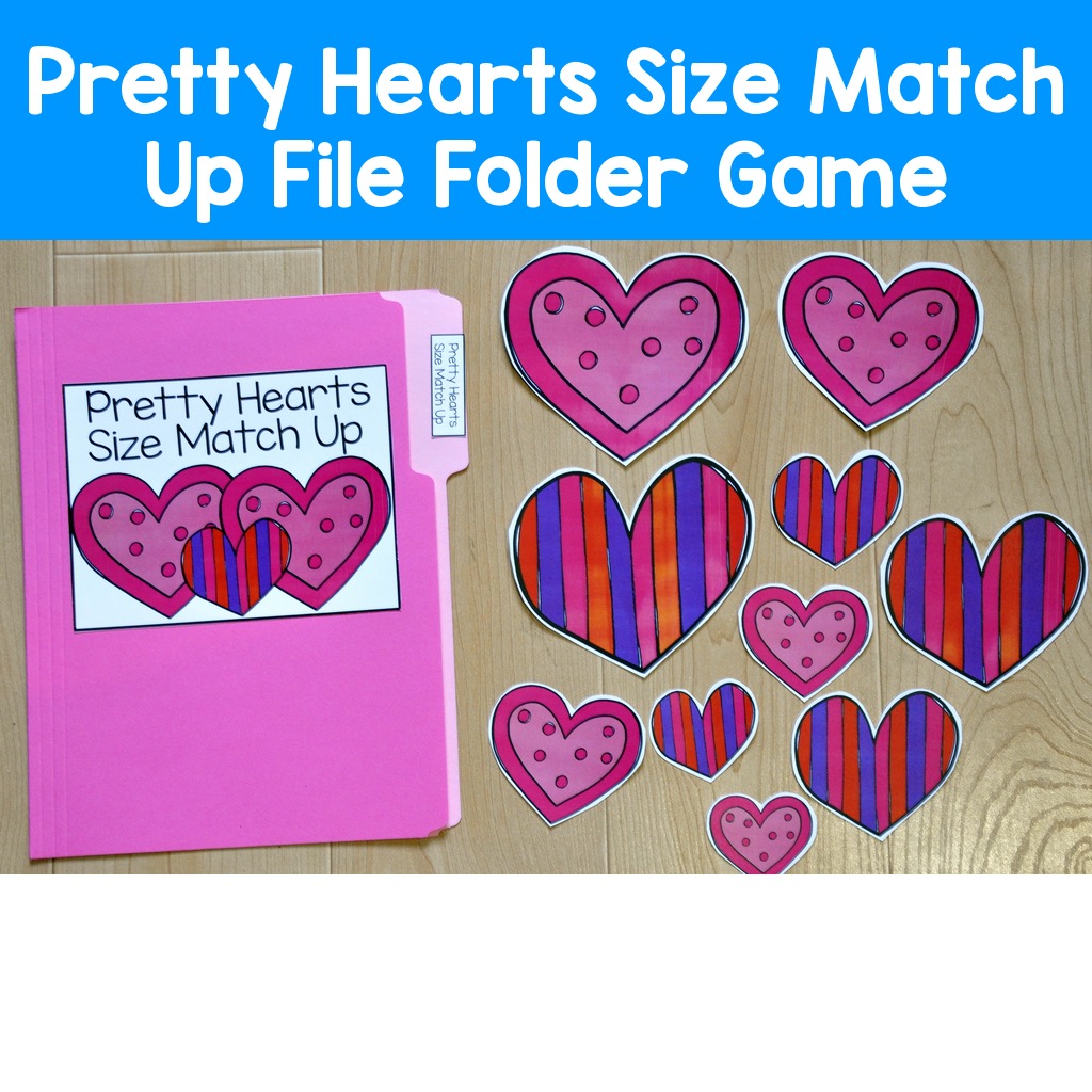 Pretty Hearts Size Match Up File Folder Game