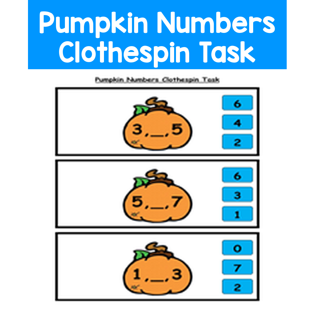 Pumpkin Numbers Clothespin Task