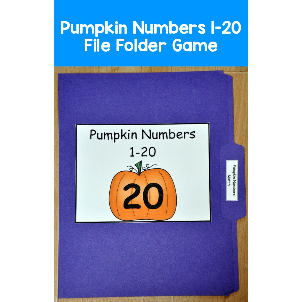 Pumpkin Numbers 1-20 File Folder Game