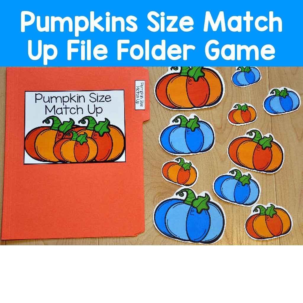 Pumpkins Size Match Up File Folder Game