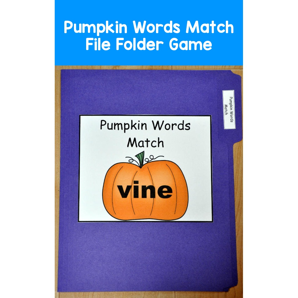 Pumpkin Words Match File Folder Game