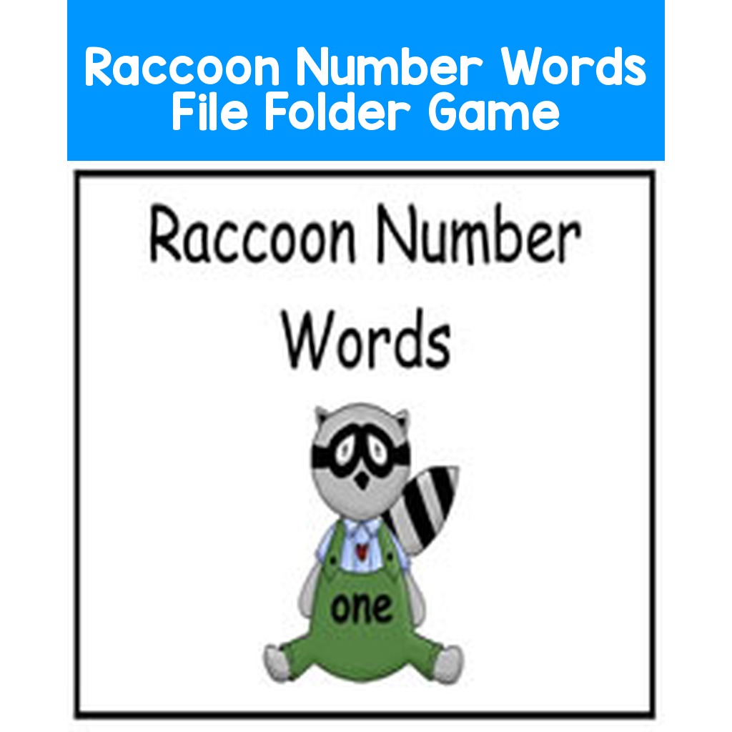 Raccoon Number Words File Folder Game