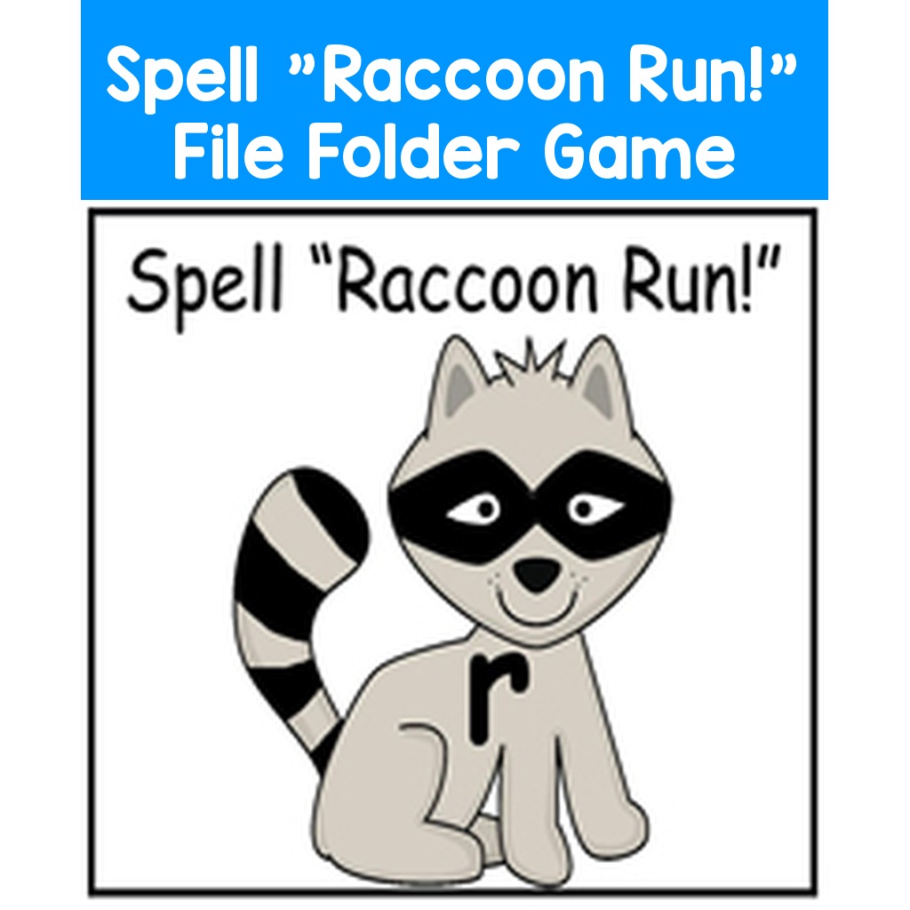 Spell "Raccoon Run!" File Folder Game