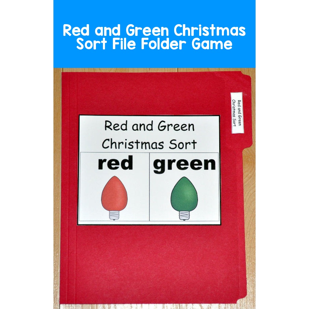 Red and Green Christmas Sort File Folder Game