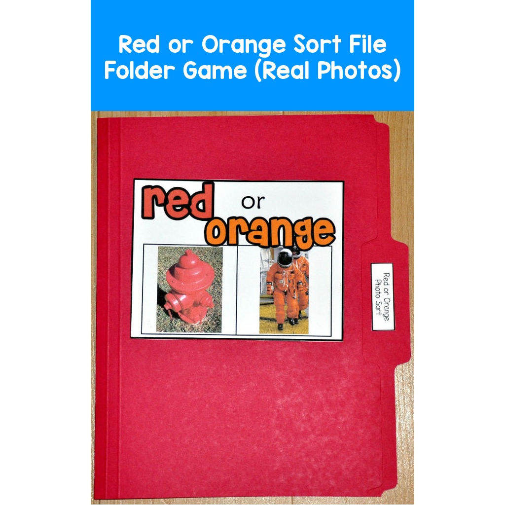 Red or Orange Sort File Folder Game (Real Photos)