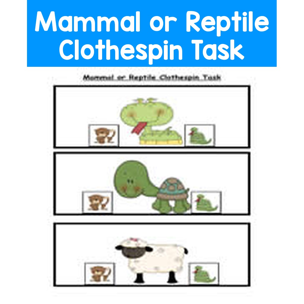 Mammal or Reptile Clothespin Task