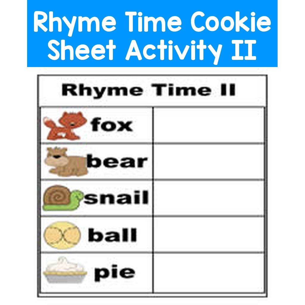 Rhyme Time Cookie Sheet Activity II