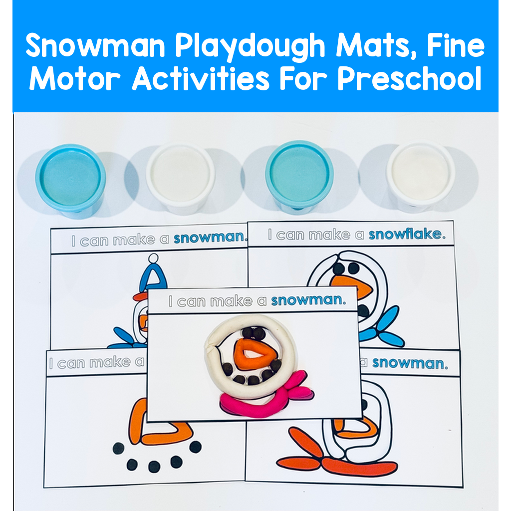Snowman Playdough Mats, Fine Motor Activities For Preschool
