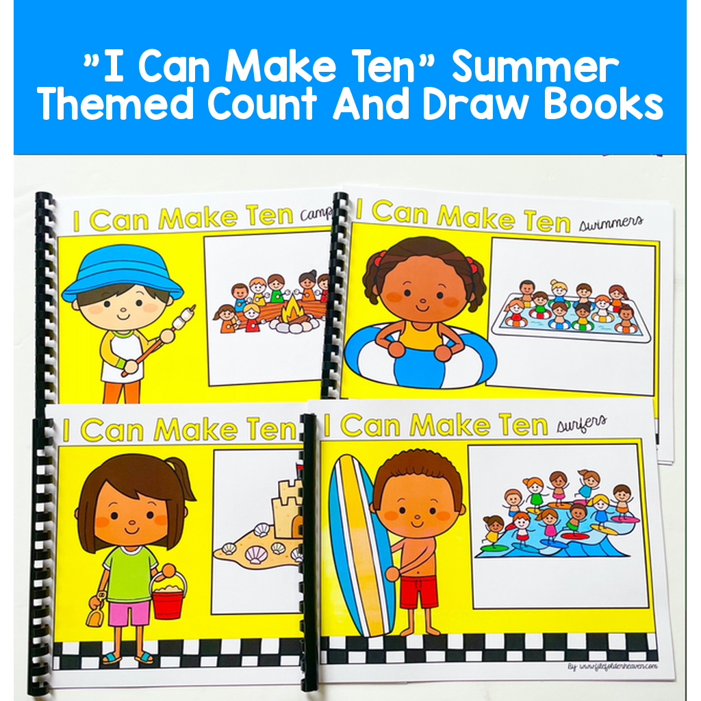 "I Can Make Ten" Summer Themed Count And Draw Books
