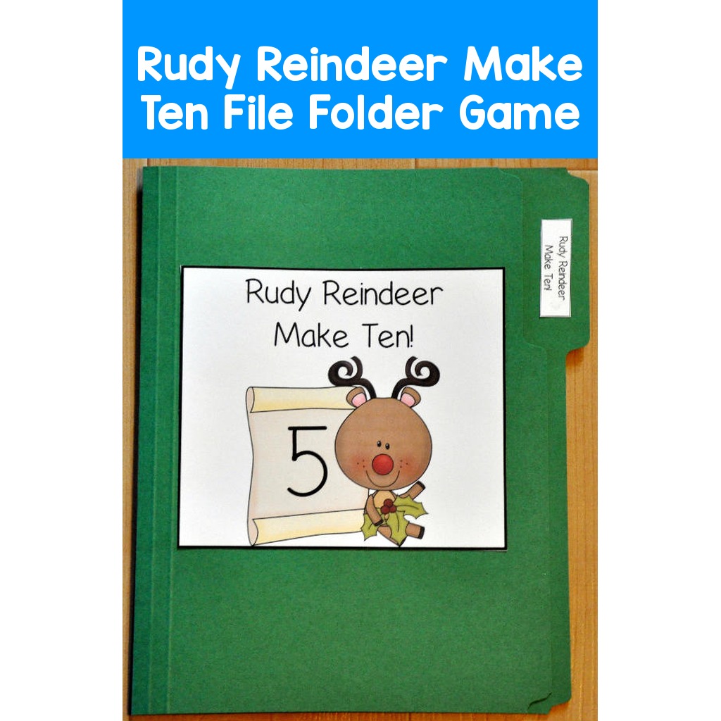Rudy Reindeer Make Ten File Folder Game