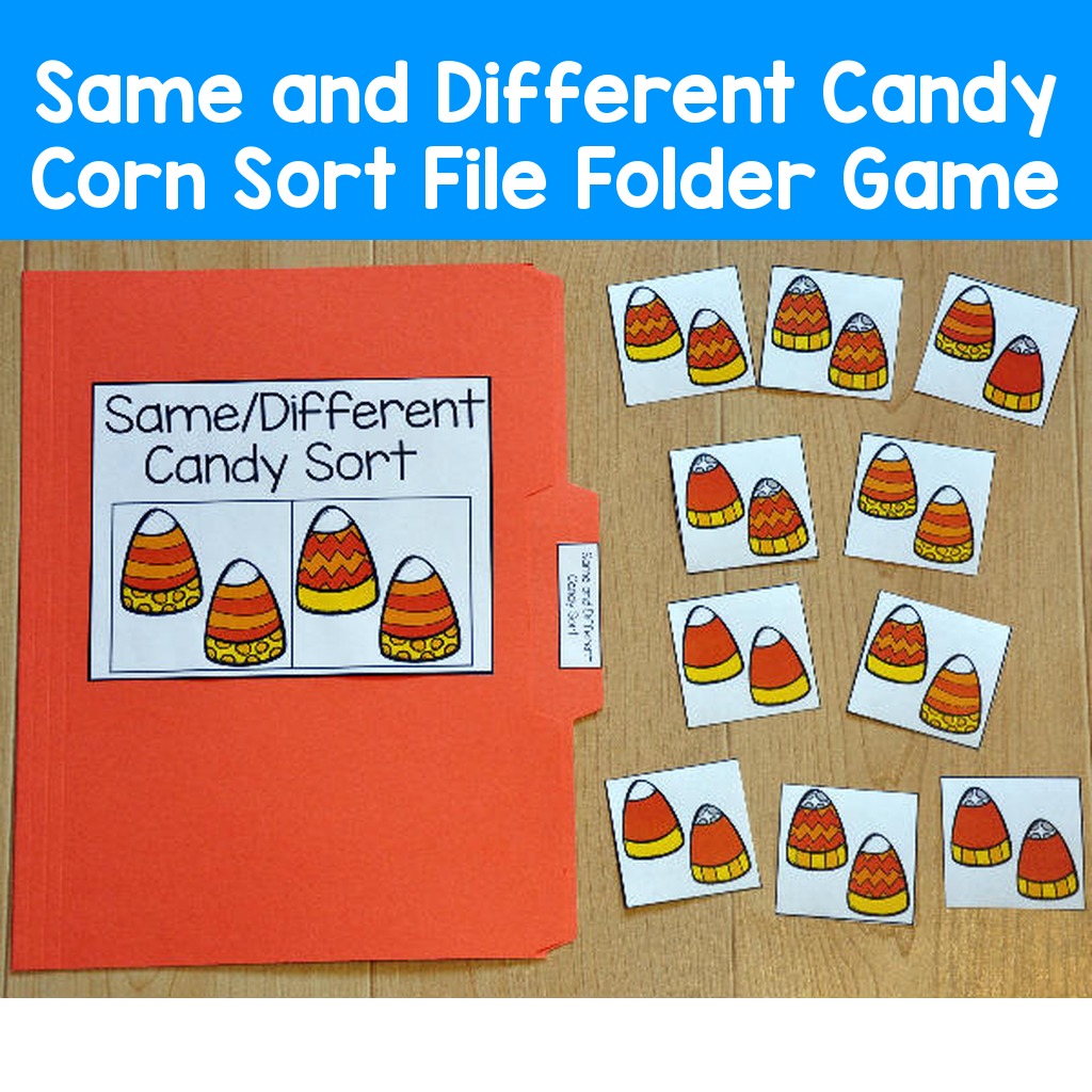 Same and Different Candy Corn Sort File Folder Game