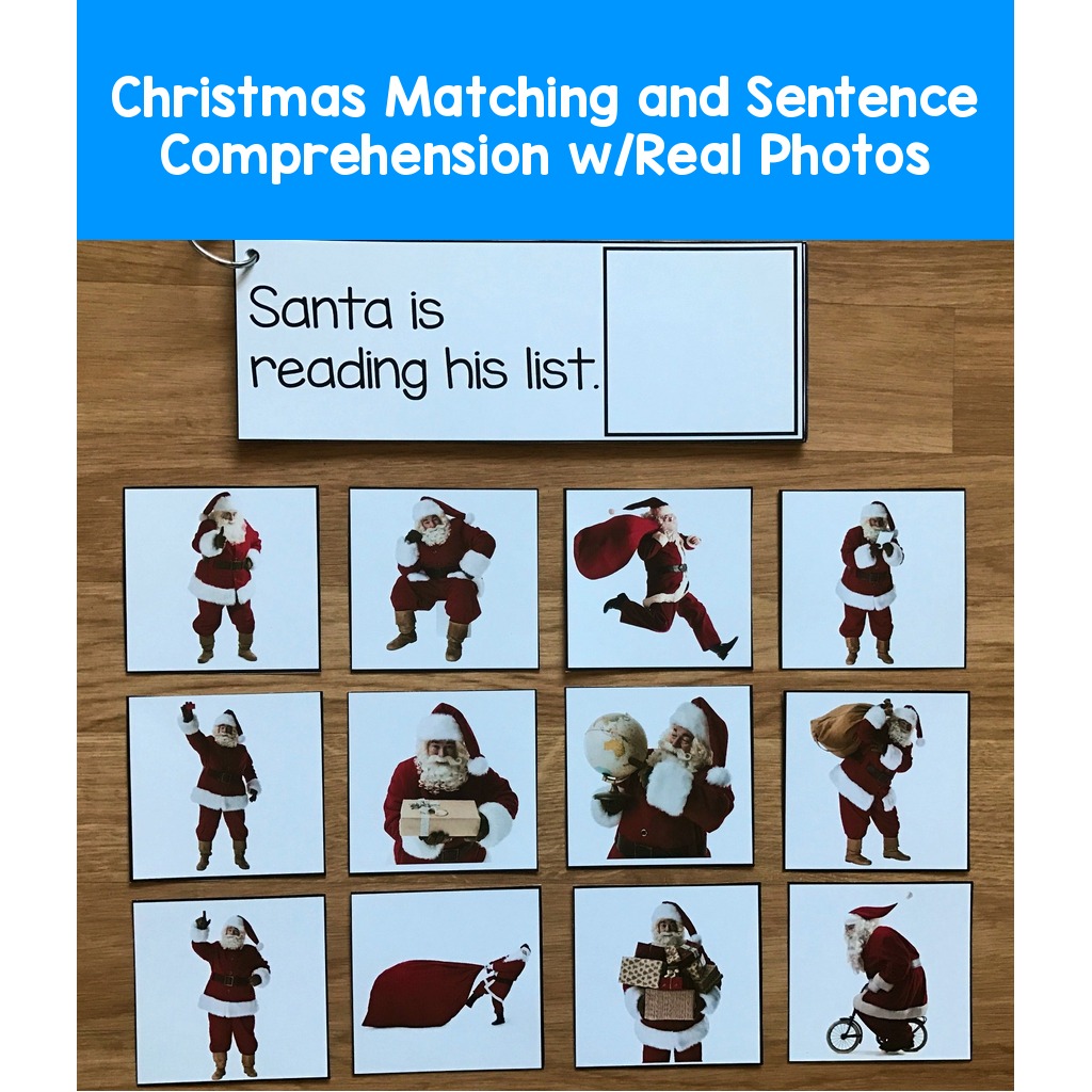 Christmas Matching and Sentence Comprehension w/Real Photos