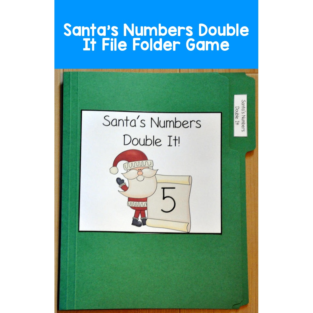 Santa's Numbers Double It File Folder Game