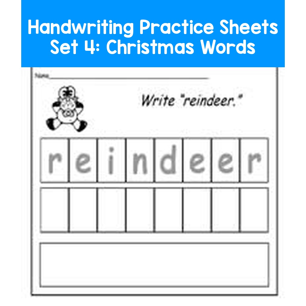 Handwriting Practice Sheets Set 4: Christmas Words
