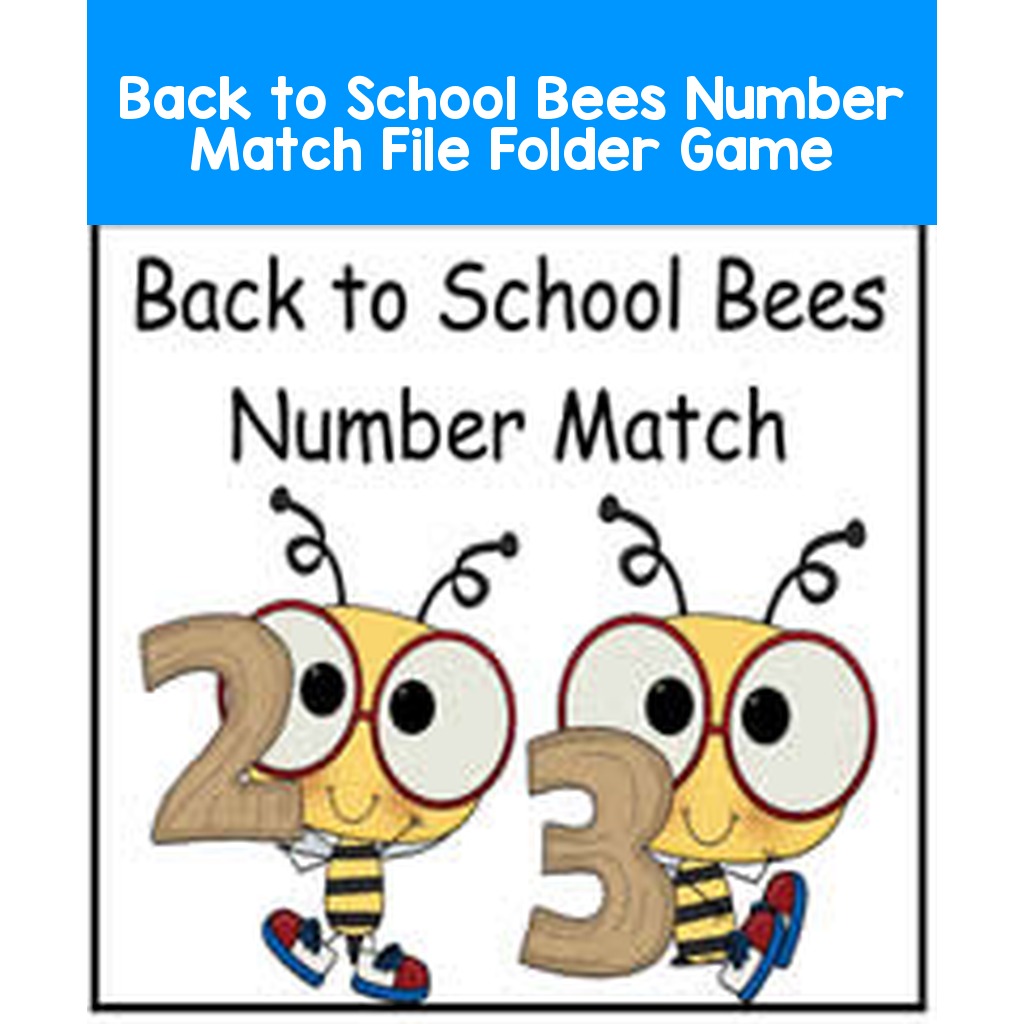 Back to School Bees Number Match File Folder Game