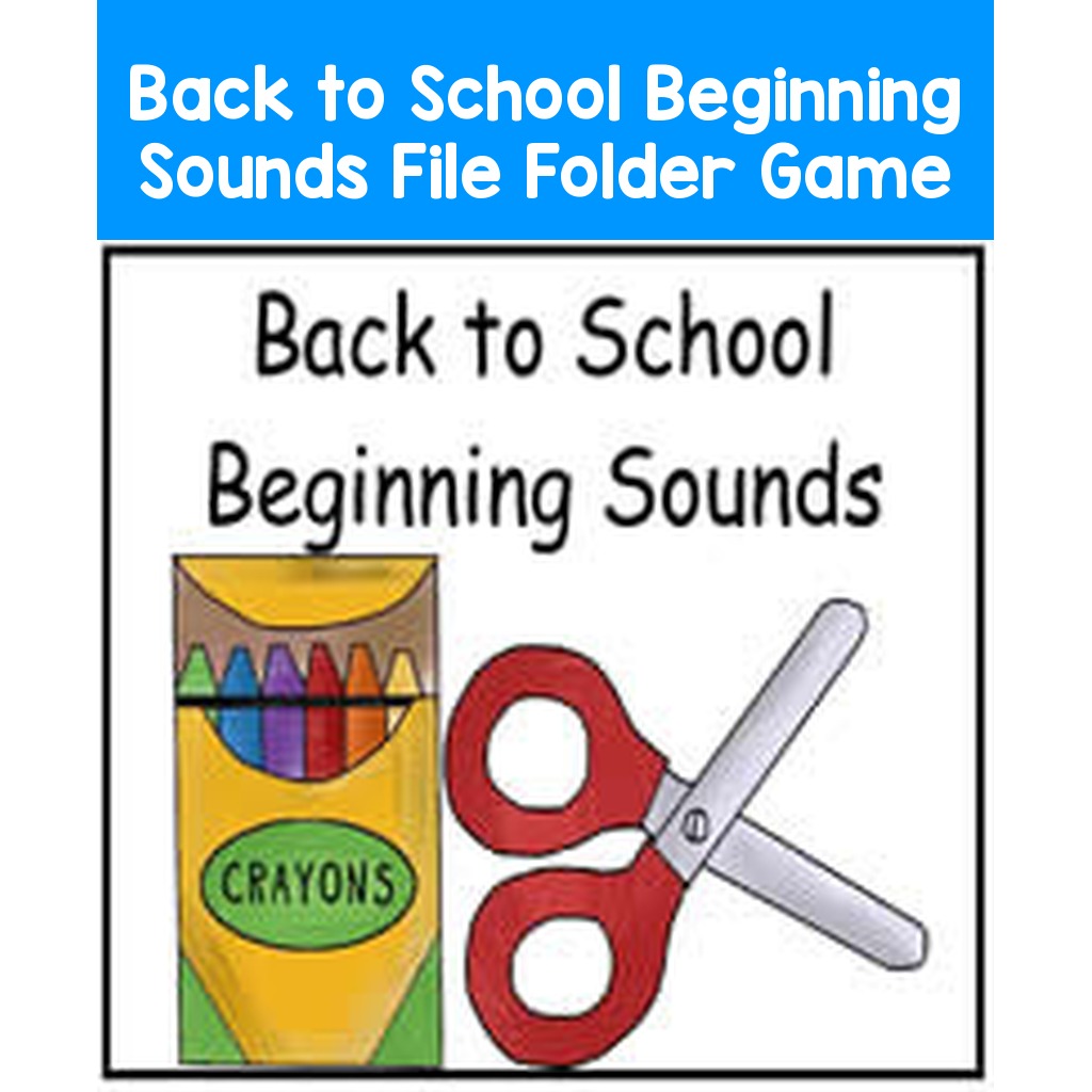 Back to School Beginning Sounds File Folder Game