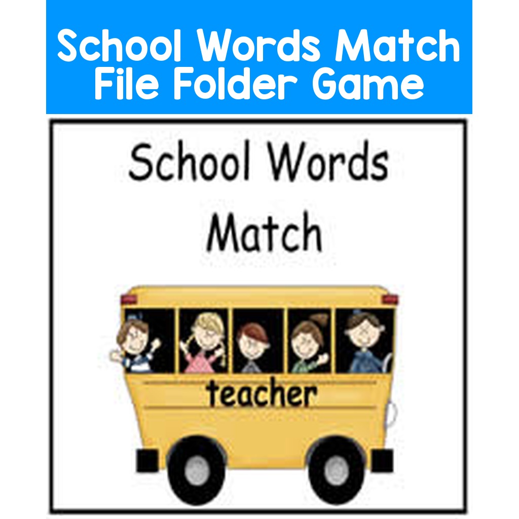School Words Match File Folder Game