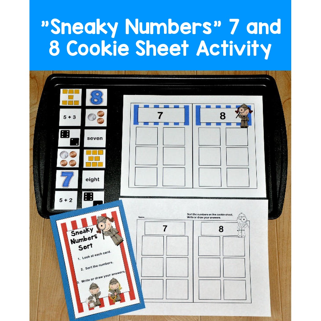 "Sneaky Numbers" 7 and 8 Cookie Sheet Activity