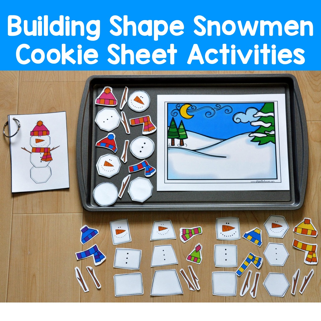 Building Shape Snowmen Cookie Sheet Activities