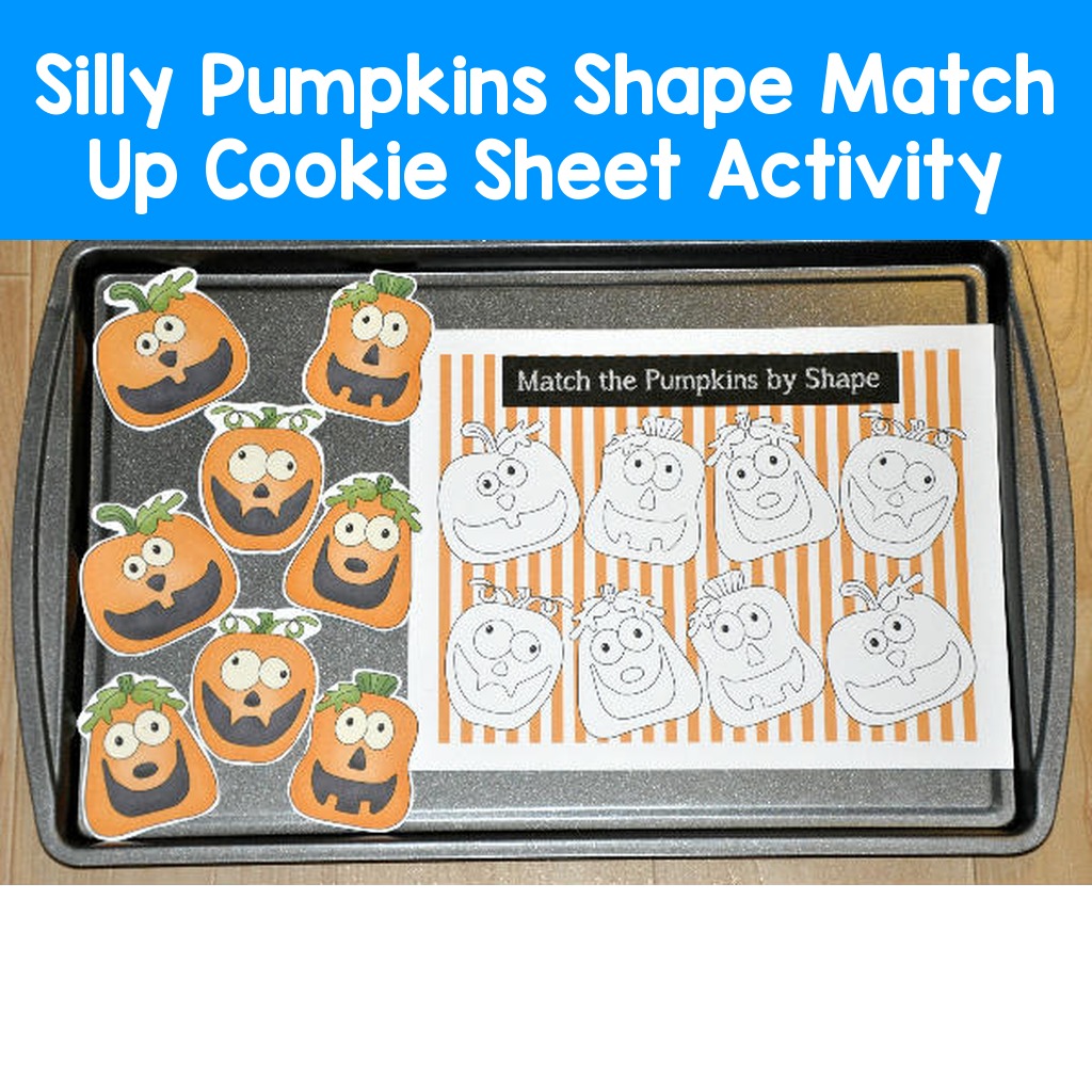 Silly Pumpkins Shape Match Up Cookie Sheet Activity