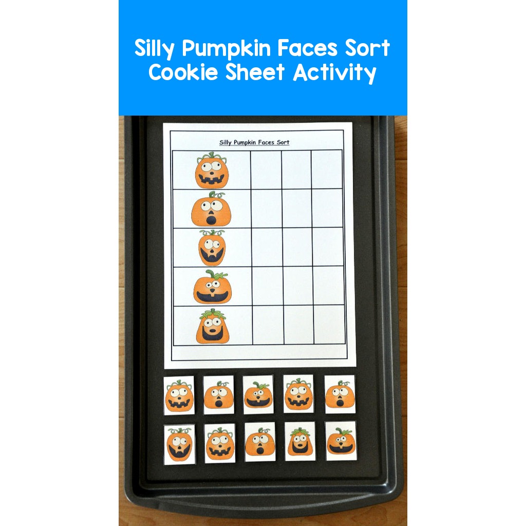 Silly Pumpkin Faces Sort Cookie Sheet Activity