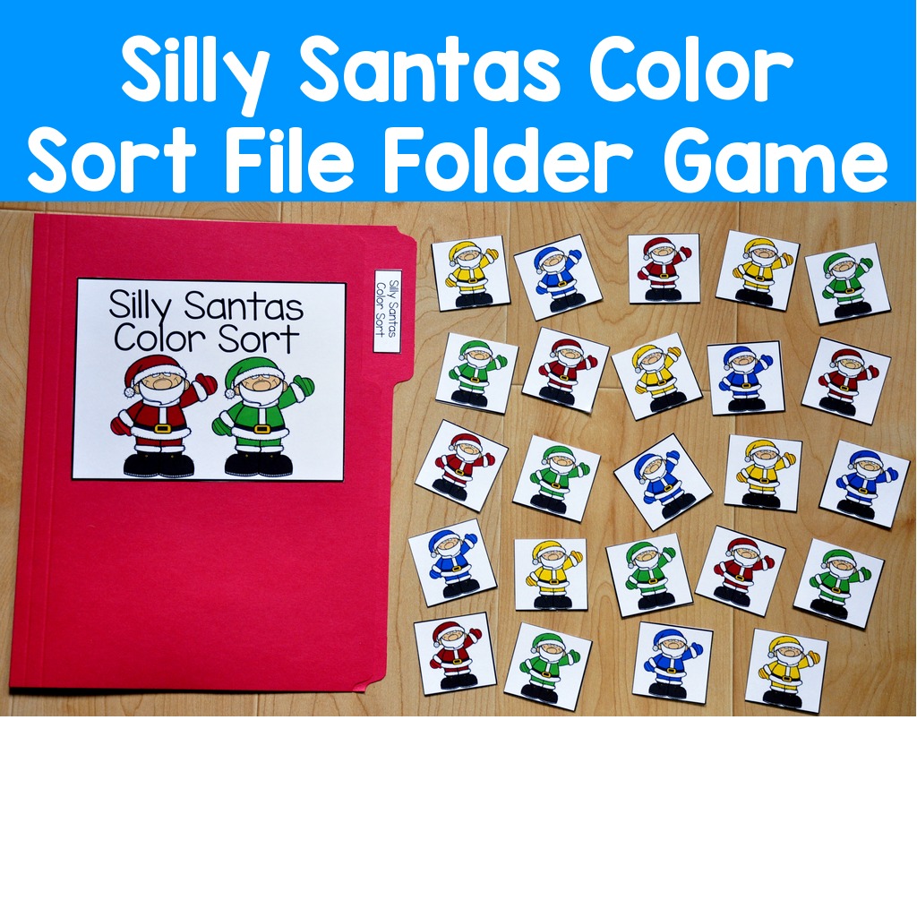 Silly Santas Color Sort File Folder Game