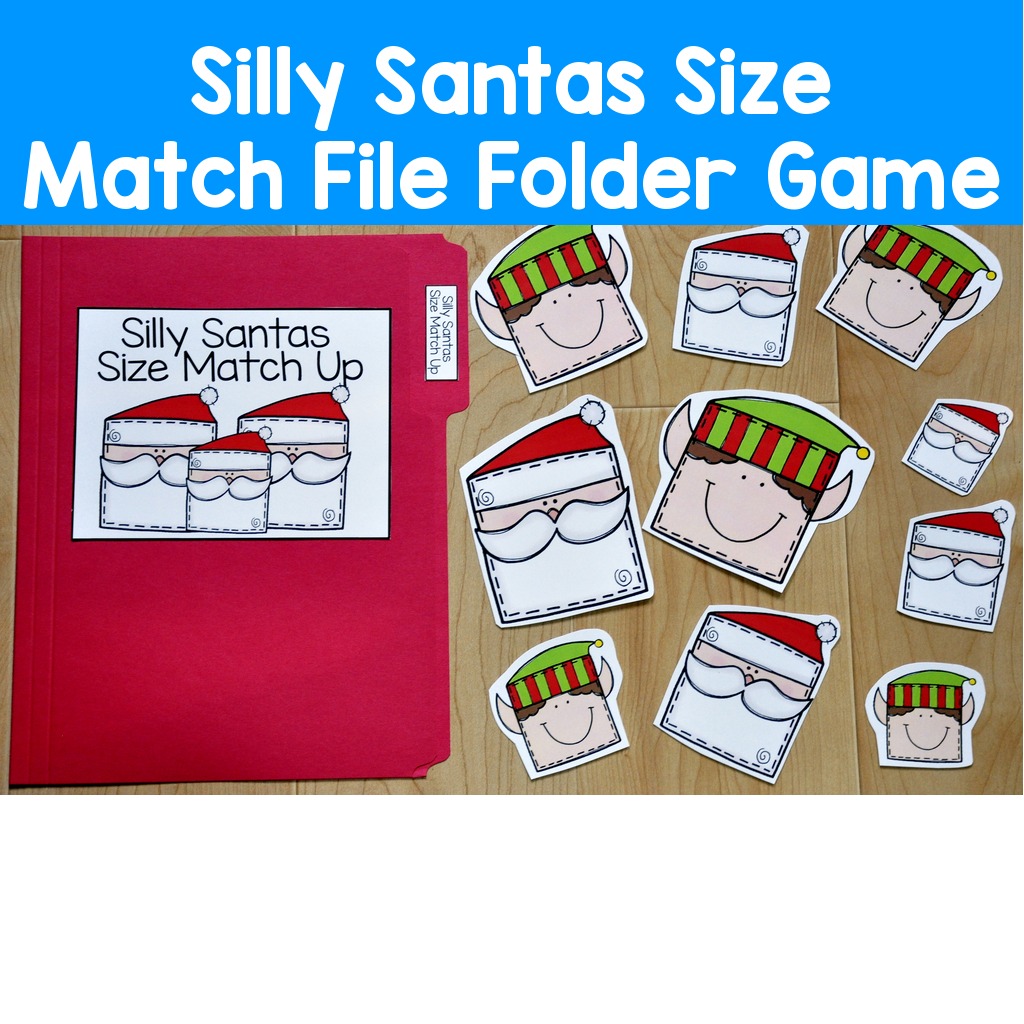 Silly Santas Size Match File Folder Game