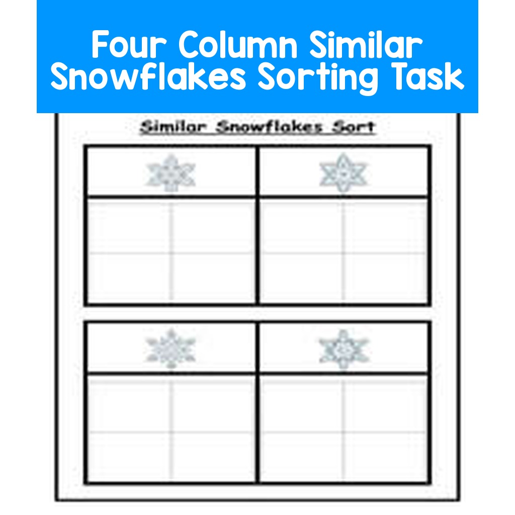 Four Column Similar Snowflakes Sorting Task