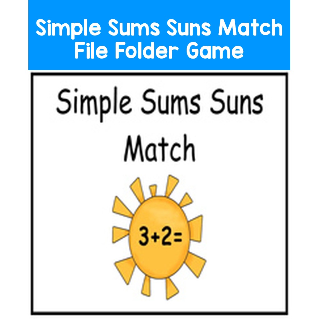 Simple Sums Suns Match File Folder Game