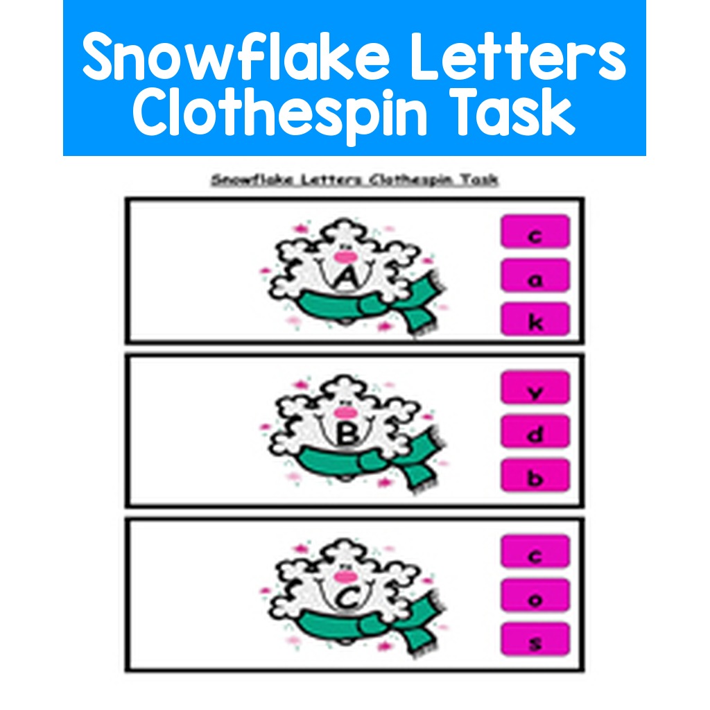 Snowflake Letters Clothespin Task
