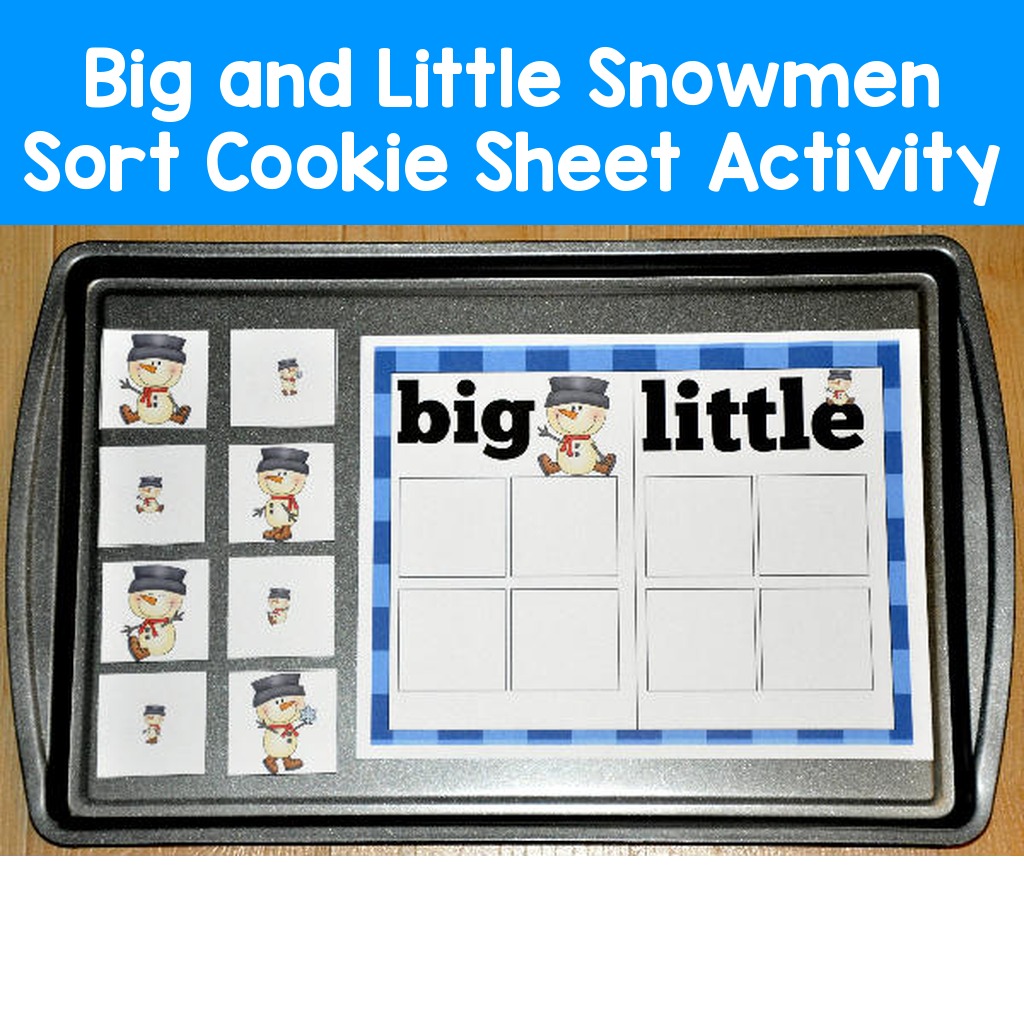 Big and Little Snowmen Sort Cookie Sheet Activity
