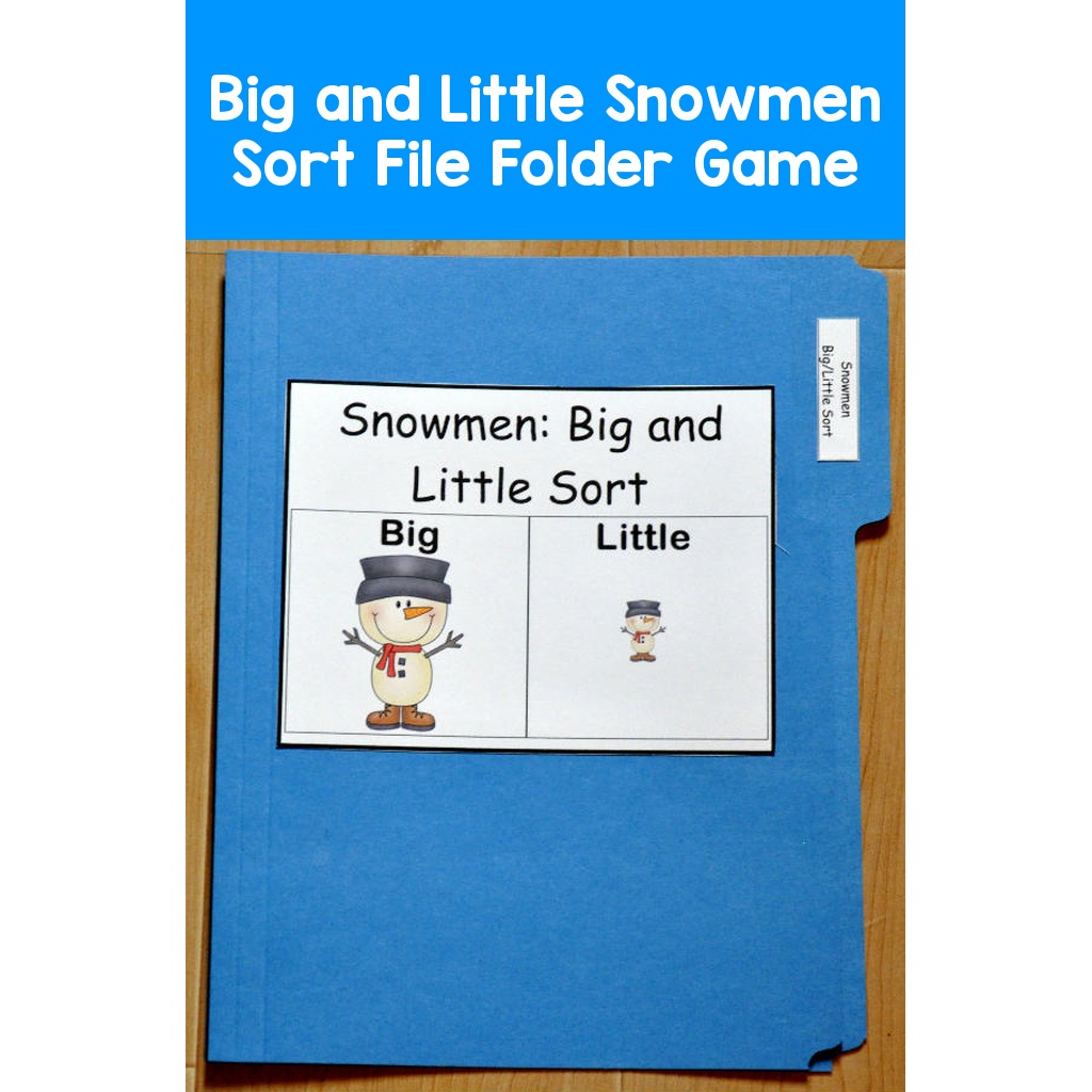 Big and Little Snowmen Sort File Folder Game