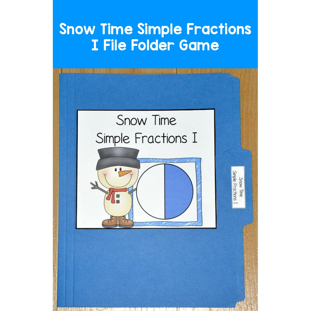 Snow Time Simple Fractions I File Folder Game