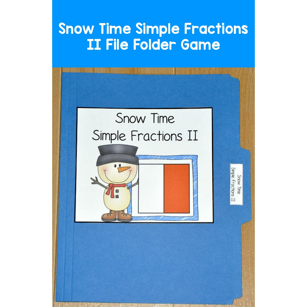 Snow Time Simple Fractions II File Folder Game
