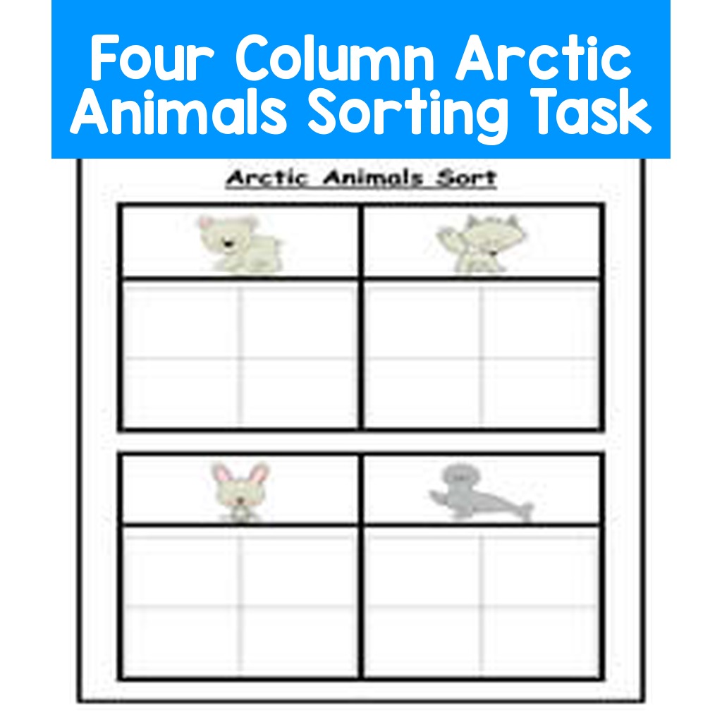 Four Column Arctic Animals Sorting Task