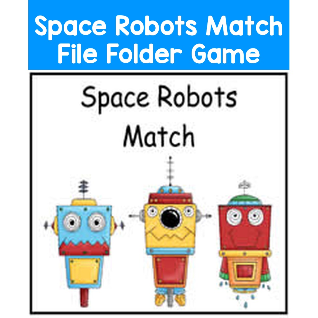 Space Robots Match File Folder Game