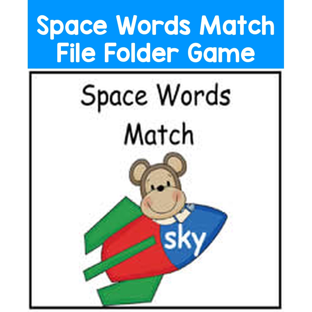 Space Words Match File Folder Game