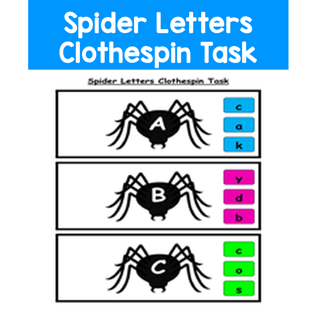 Spider Letters Clothespin Task