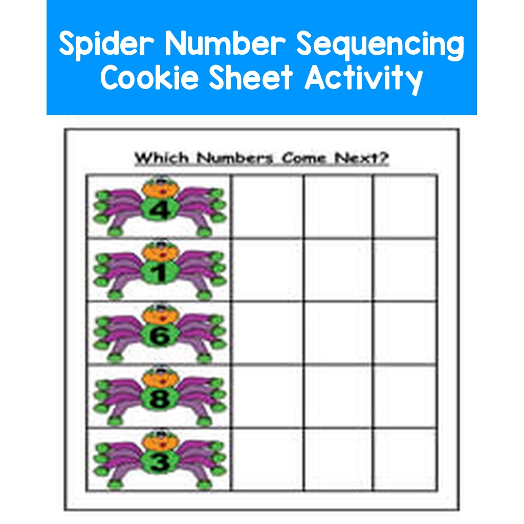 Spider Number Sequencing Cookie Sheet Activity