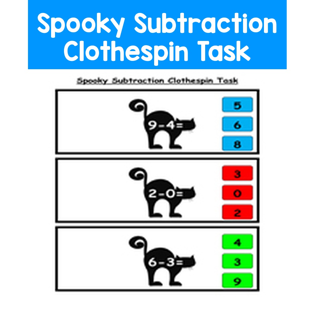 Spooky Subtraction Clothespin Task