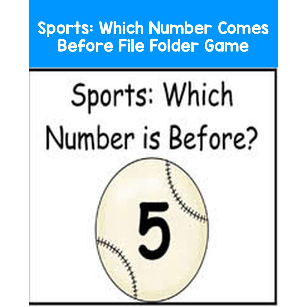 Sports:  Which Number Comes Before File Folder Game