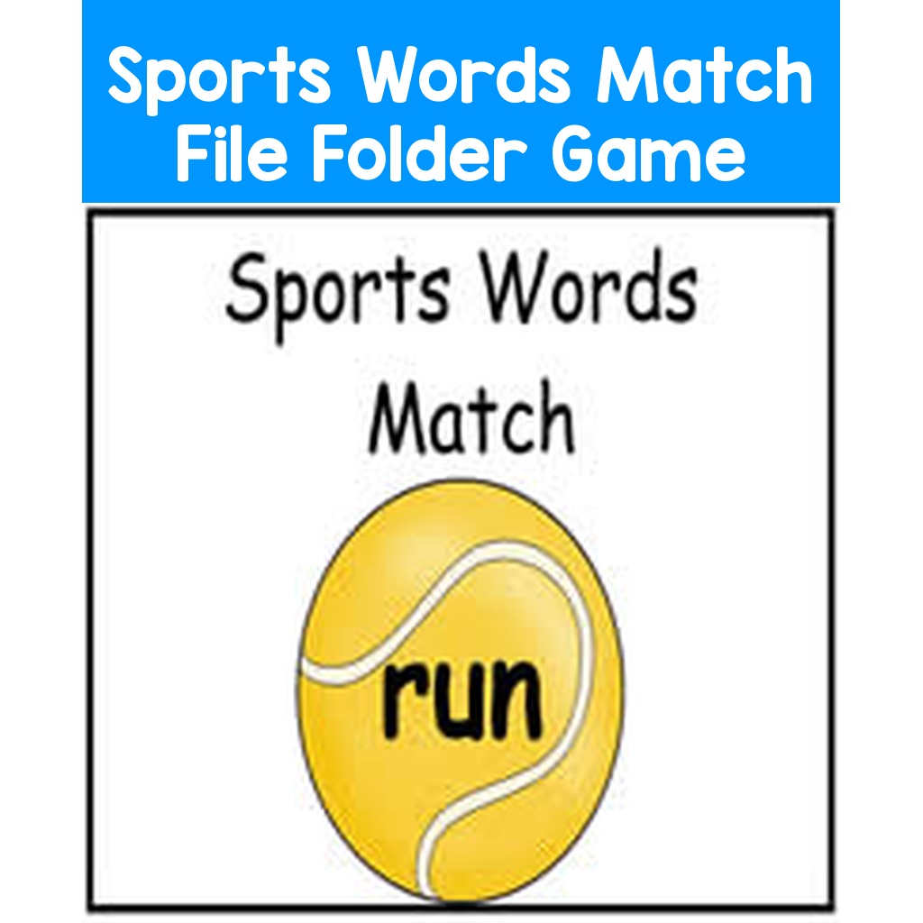 Sports Words Match File Folder Game