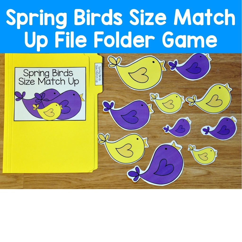 Spring Birds Size Match Up File Folder Game