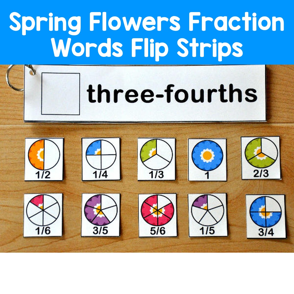 Spring Flowers Fraction Words Flip Strips